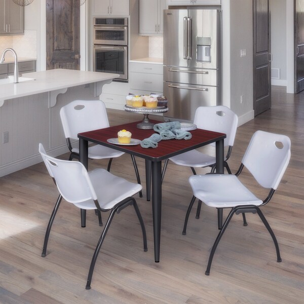 Regency Kahlo Square Table & Chair Sets, 30 W, 30 L, 29 H, Wood, Metal, Plastic Top, Mahogany TPL3030MHBK47GY - main